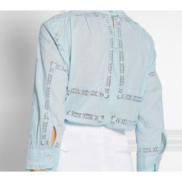 Sea NY Sky Blue Crochet-trimmed Cotton-voile Blouse Size 2 Net-A-Porter - Picture 2 of 7